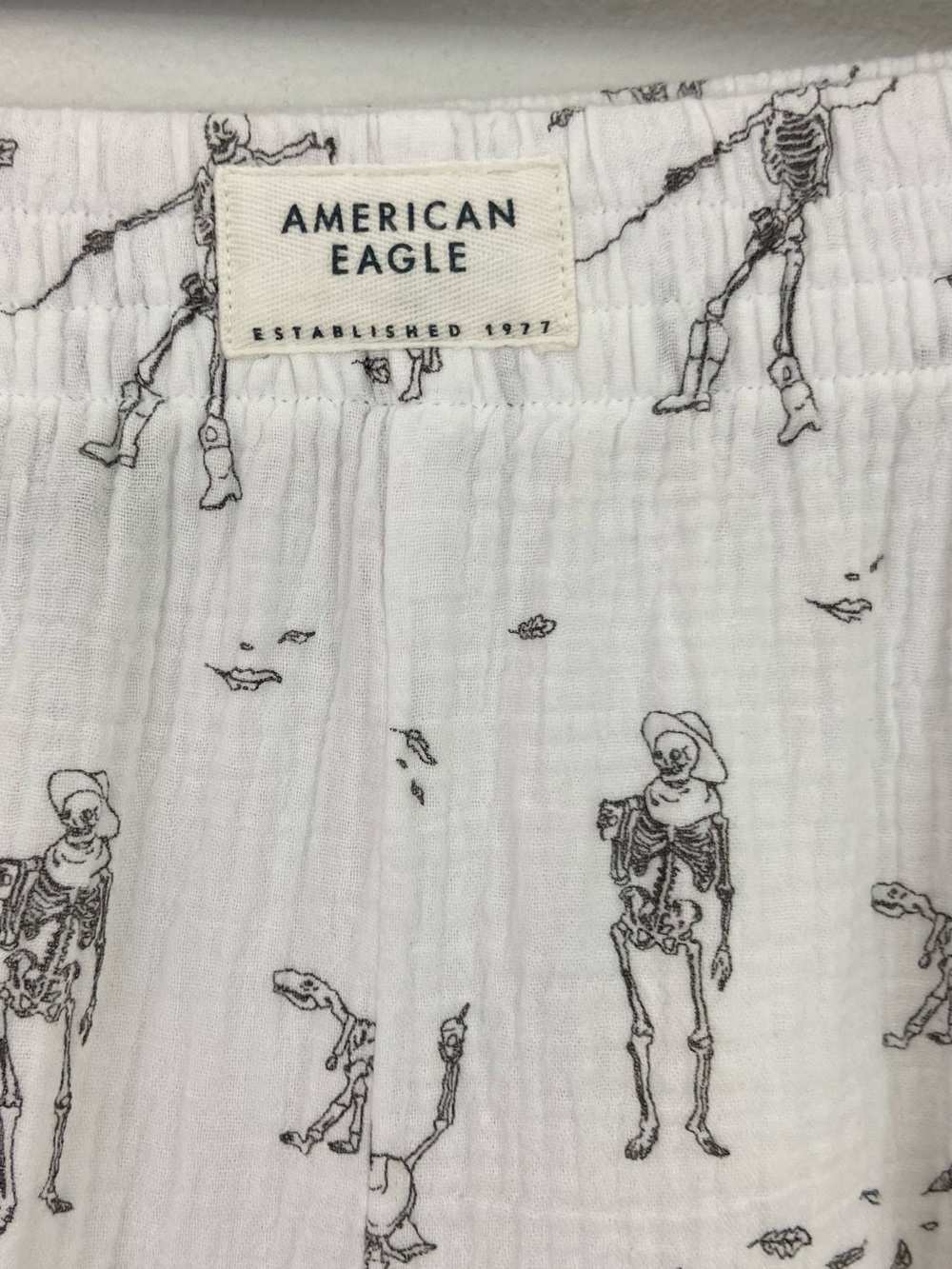 American Eagle skeleton pajama set Halloween cotton gauze XL 2 pieces whimsical - Picture 8 of 14